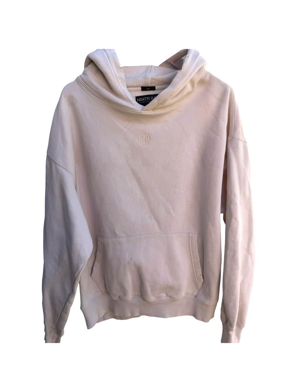 Ninth Hall Hoodie Mens Cream Boxy Pullover Streetwear Large